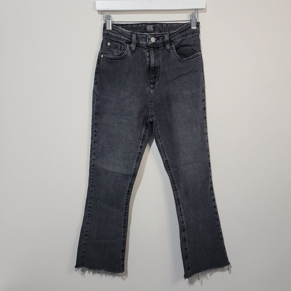 BDG Urban Outfitters Kick Flare High Rise Cropped Jeans Size 26 Faded Black